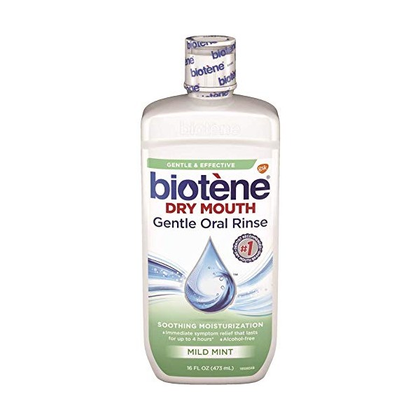 Biotene Dry Mouth Gentle Oral Rinse, Mild Mint, 16 Ounces each (Pack of 1)