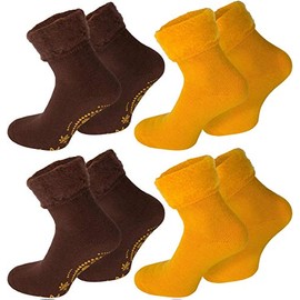 normani 4 Pairs of Wool Socks with Non-Slip ABS Print