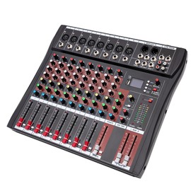 CUBELLIN 8 Channel Audio Mixer Professional DJ Audio Mixer Bluetooth Live Studio Digital Mixer USB Mixing Console with 3-Band Equalizer LED Display Audio Mixer