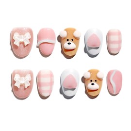 Sun&Beam Nails Handmade Nail Tip, Medium, Long, Coffin Ballerina, Purple, Silver, Blue, Hand-painted Magnet, Cool Design, Fashionable, Nail 10 Pieces (#167 M)