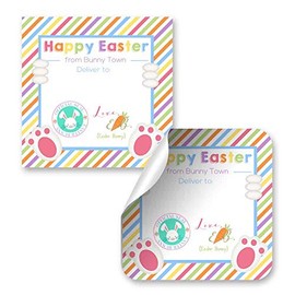 Etiquetas adhesivas de regalo de Pascua, juego de 12 etiquetas cuadradas de 2,5 x 2,5 cm del conejo de Pascua para regalos de Pascua por AmandaCreation