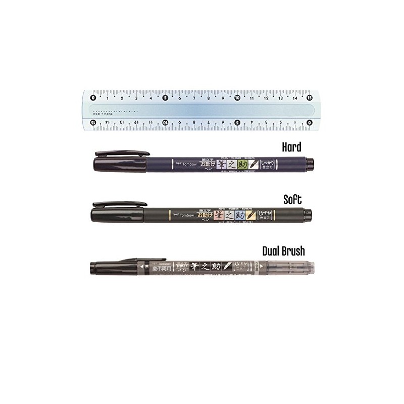 Tombow Brush Pen Fudenosuke Set of 3 Soft + Hard