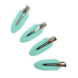 BACKSTAGE PRO. NO BEND NO CREASE HAIR CLIPS, PROFESSIONAL HAIR STYLING TOOL (CYAN BLUE - 4 PACK) MADE FROM RUBBER.