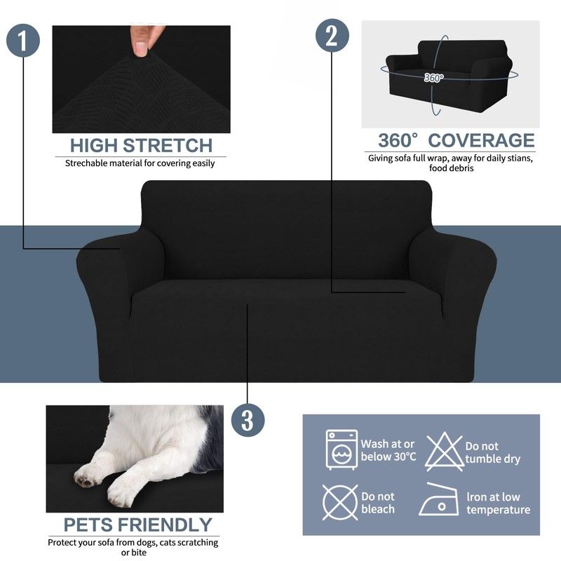 JIVINER Stretch Sofa Covers 1 Piece Couch Covers for 3