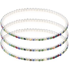 Suyi Crystal Ankle Bracelet for Women Diamond Tennis Stretch Anklets Elastic Foot Chain 3PcsMultiColor