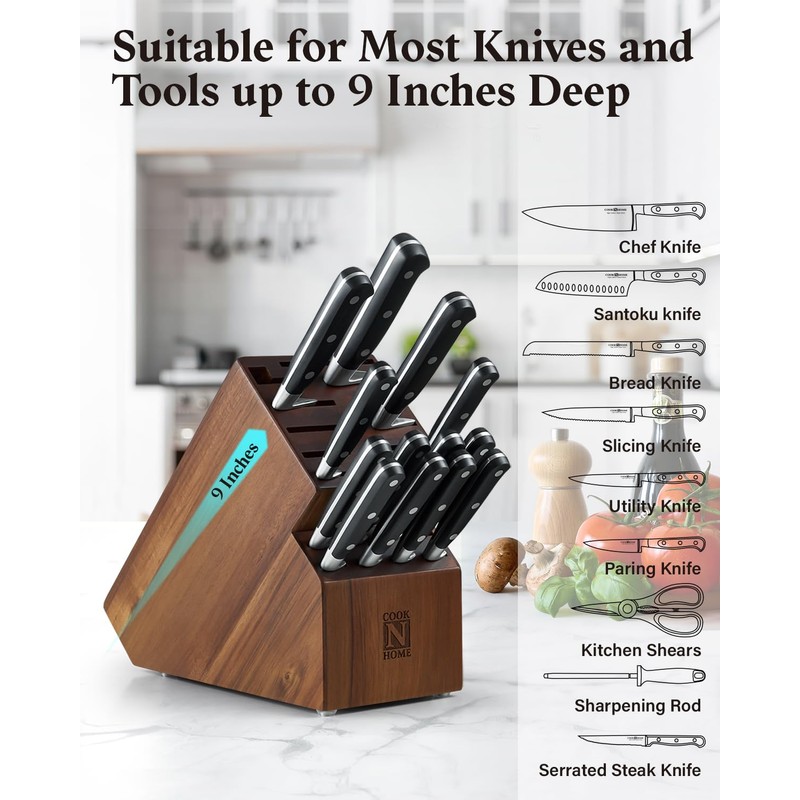 Cook N Home Basics, Acacia Wood Cutlery Storage Block without