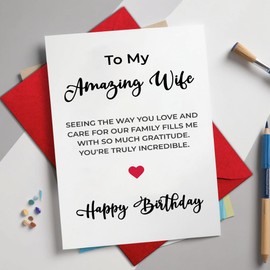 Podagree Wife Birthday Card – To My Amazing Wife Heartfelt Greeting from Husband, Sweet and Loving Card for Her Special Celebration, Family Appreciation Message – Includes Envelope – 8x5.3 Inch
