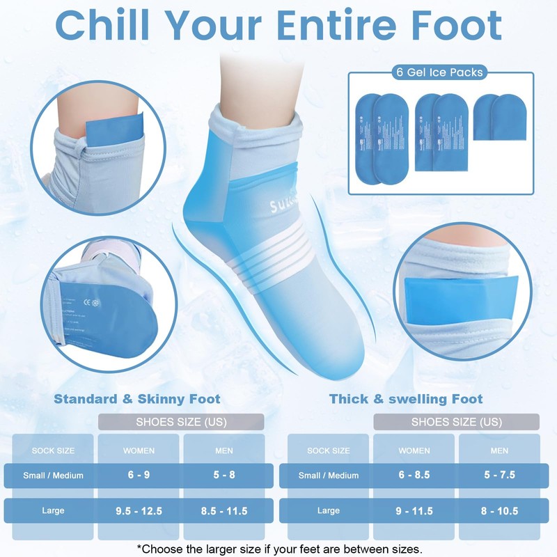 Suzzipad Cold Therapy Socks and Hand Ice Pack, Cooling Gloves