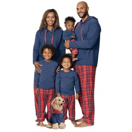 PajamaGram Family Pajamas Matching Sets - Family PJs, Red & Blue Plaid Women LG