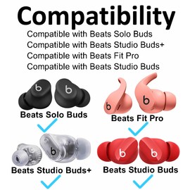 A-Focus Double Flange Ear Tips for Beats Solo Buds/Studio Buds+ / Fit Pro/Studio Buds Replacement Eartips Earbuds Compatible with Beats Fit Pro/Solo Buds/Studio Buds + Black L/M/S 6 Pairs