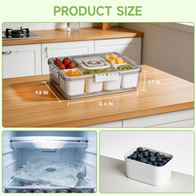 ERABAY Chilled Portable Snackle Box container, Divided Serving Tray, Beach