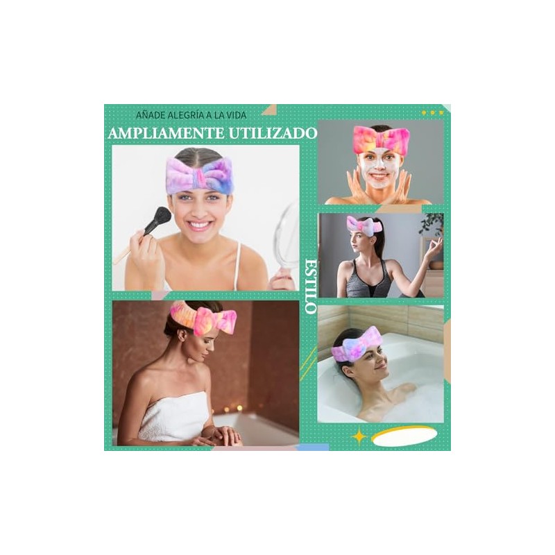 3 diademas de microfibra Triko con moño tie dye desmontable