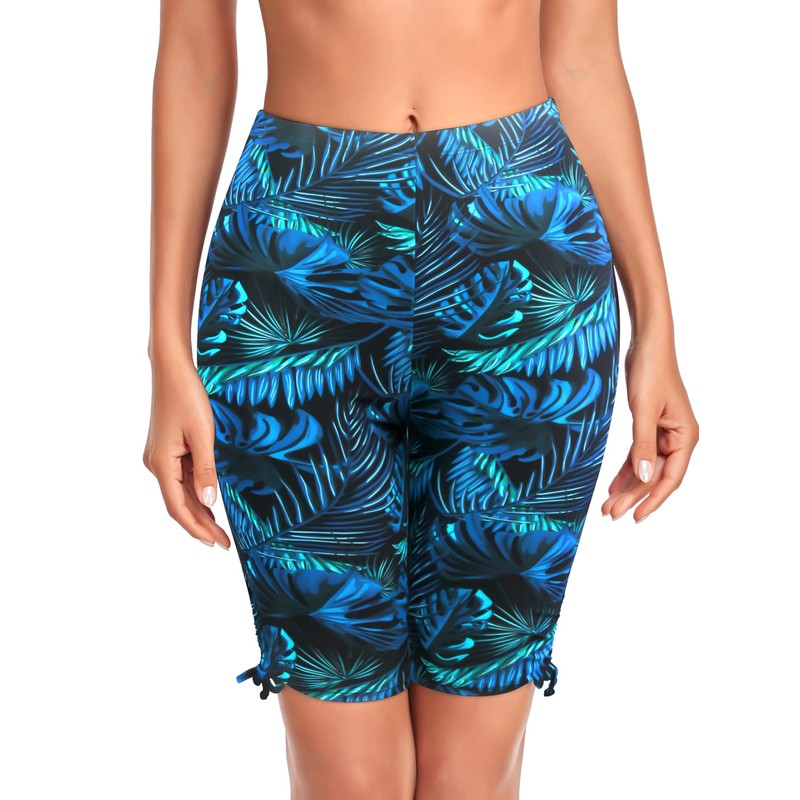 RELLECIGA Women's Blue Leaf High Waisted UV Sun Protection Swim