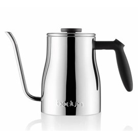 Bodum 34 oz Bistro Gooseneck Electric Water Kettle, Pour Over Coffee & Tea, Temperature Control, Polished Stainless Steel