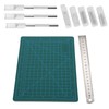 Carving Hobby Knife Kit Cutting Mat Handle Blades Ruler Art