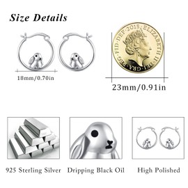 Rabbit Earrings Hoop Earrings Women Silver 925 Rabbit Earrings Animal Bunny Earrings Hoop Earrings Rabbit Jewelry Valentines Gifts for Girls Children Daughter