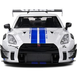 Diecast Model Car Compatible for Solido 1:18 Nissan GT-R (R35) Liberty Walk Body Kit 2.0 2024 White/Blue S1805816
