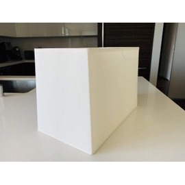 Off-White Medium Rectangular Paper Lamp Shade 16" Wide x 8" Deep x 10" High (Spider) Replacement with Harp and Finial - Brentwood