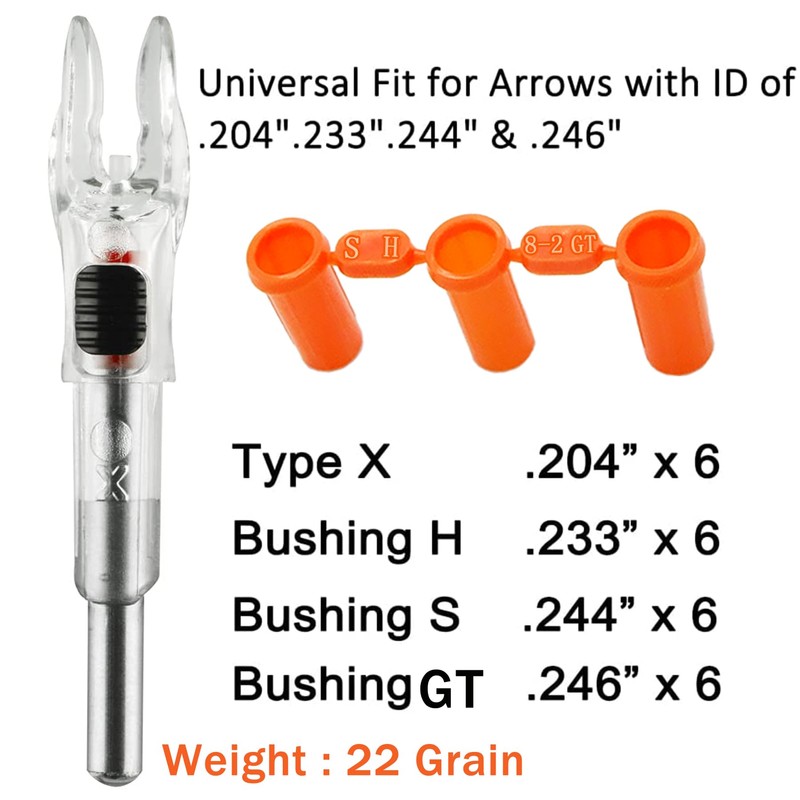 6PCS X Lighted Nocks for Arrows with .204 .233 .244