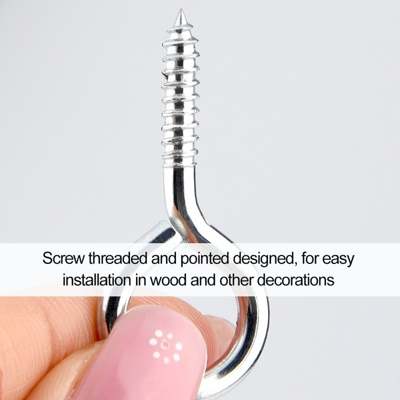 FEPITO 100 Pieces Eye Bolts Eye Screw Hooks Nickel Plated