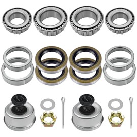 2 Sets 25580 14125A Trailer Axle Bearings Kit with 10-36 22333TB Grease Seals,2.72'' Trailer Dust Caps, Cotter Pins, Axle Nuts & Washers, Fits for 1.25" to 1.75" 5200-7000 lb Tandem Axles #D42 Spindle