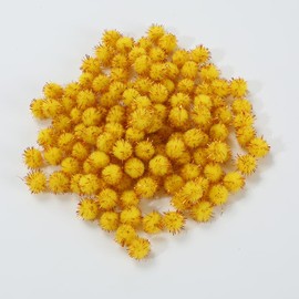 100 Pcs Small Sparkle Balls, Tinsel Pom Poms Puff Balls Glitter Pompoms for Arts Crafts DIY Christmas (Yellow)