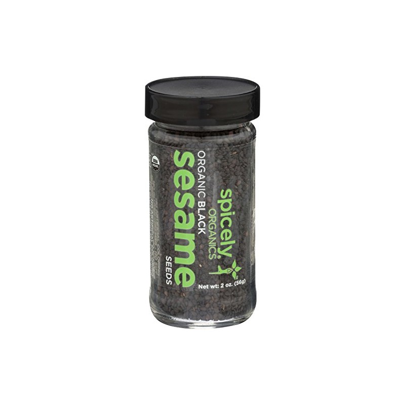 Spicely Organic Sesame Seeds Black Whole 2.00 Ounce Jar Certified