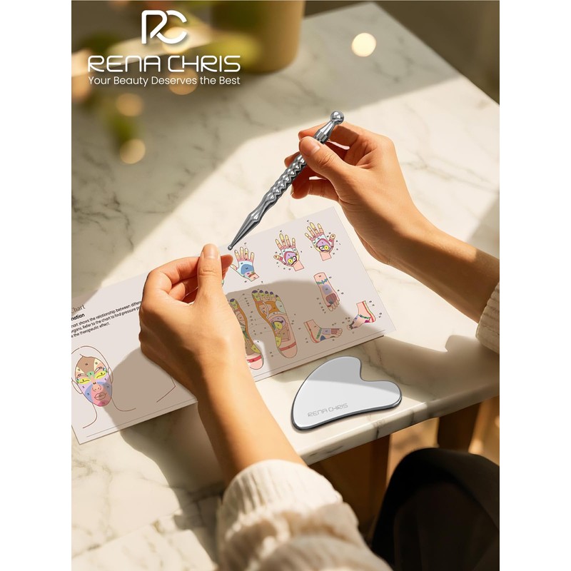 Rena Chris Stainless Steel Gua Sha and Acupuncture Pen, Manual