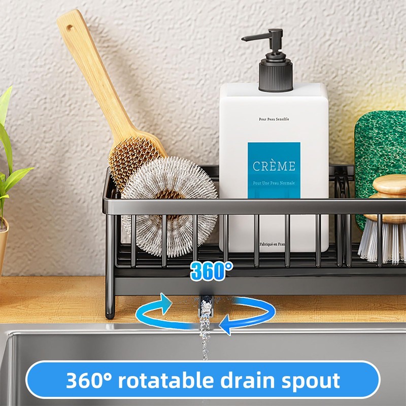 PengGengA Sink Organiser, Sink Organiser with Removable Brush Holder, Sink