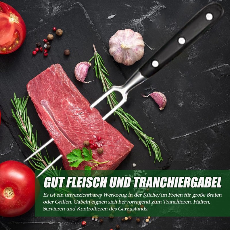 Meat Fork with Handle - 29 cm Stainless Steel Meat