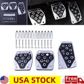 Unbranded US 3PCS Car Foot Pedals Pad Cover For Brake Clutch Accelerator Aluminium Alloy