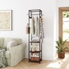 ELYKEN Coat Rack Freestanding, Hall Tree with 3 Storage Shelves