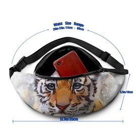 Dujiea Fanny Pack, Tiger Waist Bag with Headphone Hole Belt Bag Adjustable Sling Pocket Fashion Hip Bum Bag for Women Men Kids Outdoors Casual Travelling Hiking Cycling