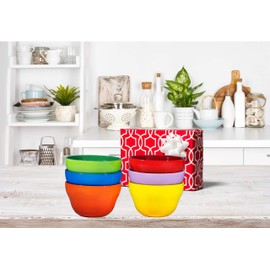 Ceramic Dessert Bowls Set – 8 Oz Durable Ceramic Bowls set of 6 Elegant Colorful Gradient Colors for Ice-cream, Salad, Cereal, Snack, Fruit, Rice & Pudding Microwave Safe Appetizer Bowls