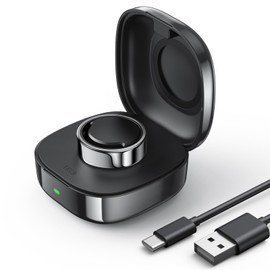 Wireless Charger Case Compatible with O-ra Ring Charger Size 9, Portable Travel Charger Dock with Indicator Light, Universal Compact Charging Box for O-ra Ring Gen3 Heritage/Horizon（Black）