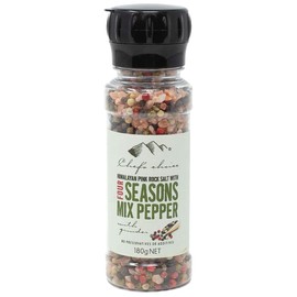 Chef's Choice Himalayan Salt & Pepper with Mill Organic Ingredients Pink Salt & Pepper with Grinder (2: Mixed Pepper)
