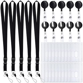 Geyoga 35 Pcs Badge Holders Kit Lanyards for ID Badges Retractable ID Badge Holder with Breakaway Badges Reel with Acrylic Card Holders for Work Travel Office