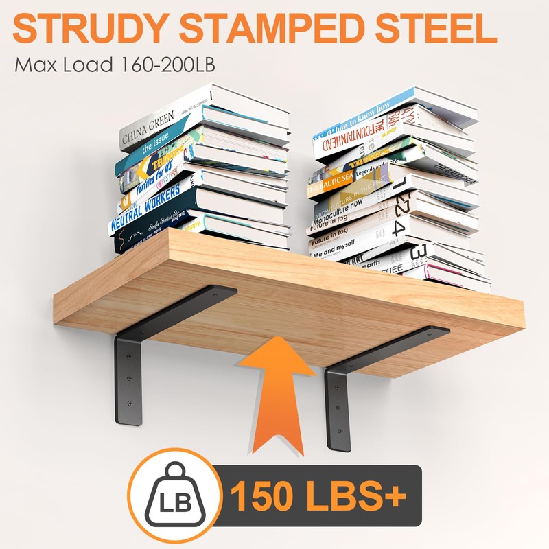 Heavy Duty Shelf Brackets 8 Inch (8 Pack), Rustic L