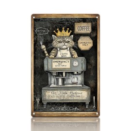 The Retro Iron logo Coffee Boss, No Talk Before Caffeine Sign, Walls Of Cafe Are Decorated With Fun Sign, 8 x 12 Inches