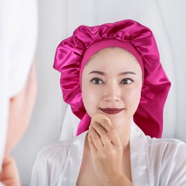 Vaguelly 3-Piece Long Sleeping Hat Set with Wide Elastic Band Satin Sleep Cap for Women Comfortable Hair Protection for Home Use