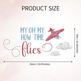 Time Flies 1St Birthday Decorations - My Oh My How Time Flies Decal Sign for Balloons Arch Backdrop, First Birthday Decorations for Boy, One Year Old Wall Decor, 1St Party Banner Supplies for Boy