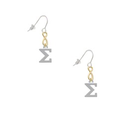 Delight Jewelry Silvertone Large Greek Letter - Sigma - Gold-tone Infinity French Earrings