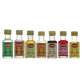 7 x ESSENCE - STRAWBERRY ESSENCE, ORANGE ESSENCE, VANILLA ESSENCE, PINEAPPLE ESSENCE, COCONUT ESSENCE, BANANA ESSENCE, ALMOND ESSENCE EXTRACT LIQUID COOKING FOOD CAKES BAKING FLAVOUR MAY VARY