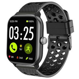 Compatible with Spade & Co Health Smartwatch 4 bands, Silicone Replacement Wristbands Sport Strap with Metal Buckle Compatible with Spade & Co Health Smartwatch 4 1.85 Inches (Black, 22mm size band)