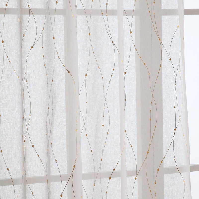 Deconovo Grommet White Sheer Curtains 84 Wave Line with Dots
