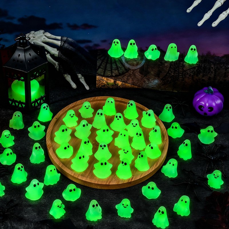 80Pcs Mini Luminous Ghost Figurines 6 Style Glow in The