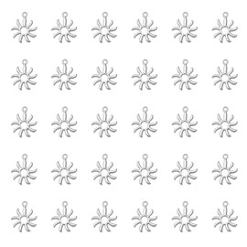 Ruwado 50 Pcs Hollow Sun Charms 1.8 x 1.5 cm Cute Chic Metal Pendants for DIY Jewelry Making Kit Finding Christmas Decoration Bracelet Necklace Thanksgiving Gift Supplies (Antique Silver)