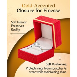 Elegant Ring Box for Proposal, Engagement Ring box With gold strip | Premium jewelry Box - ring Case, wedding, Anniversary, Valentine's Day Ring gift box, (Red, Ring)