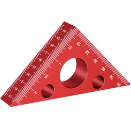 GREBSTK Aluminum Alloy Triangle Ruler, 45 Degree Angle Ruler Carpentry Squares Imperial and Metric Scales Isosceles Right Triangular High-Precision Measuring Tool