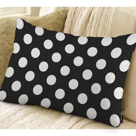 EKOBLA Polka Dot Pillow Cover Repeat Circle Geometric Pattern Modern Black White Decorative Pillow Covers Cotton Linen Cushion Cover for Home Sofa Couch Decor 12x20 Inches